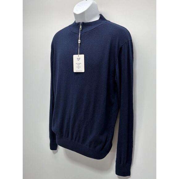 NWT Graham Luxe Silk Blend Blue Depths Blue Quarter Zip Sweater, Size M - Picture 4 of 7